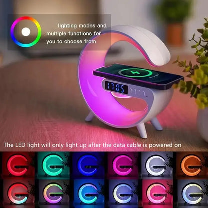 Multifunctional Wireless Charging Holder with Ambient Lighting and Alarm Clock - Creative Magnetic Speaker for Office, Bedroom, and Dormitory, Ideal Gift for Valentine's Day and Holidays