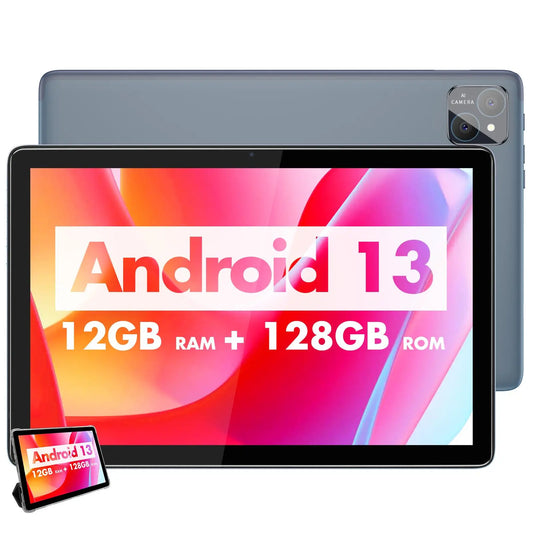 10.1-Inch Android 14 Tablet with HD Display, 128GB Storage, Dual Channel Speakers, Dual Cameras, and Dual Band WiFi for Enhanced Entertainment and Productivity