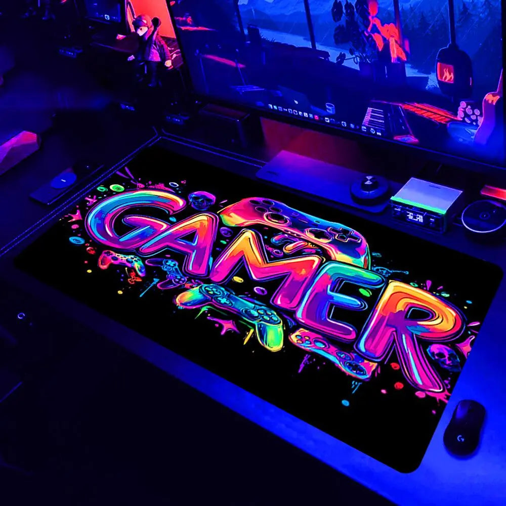 Large UV Reactive Gaming Mouse Pad - Thickened Non-Slip Rubber for E-Sports and Gaming Room Accessories