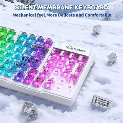 ZIYOU LANG M95 Wired Gaming Keyboard with Transparent Membrane, Clear Keycaps, Rainbow RGB Backlighting, Side Light Bar, 94 Silent Keys with Mechanical Feel, 26-Key Anti-Ghosting, Compatible with Mac and PC