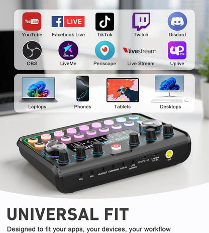 Safring 2026 Enhanced Podcast Equipment Bundle: Professional Audio Interface and Microphone Package for Gaming, Recording, Singing, and Streaming