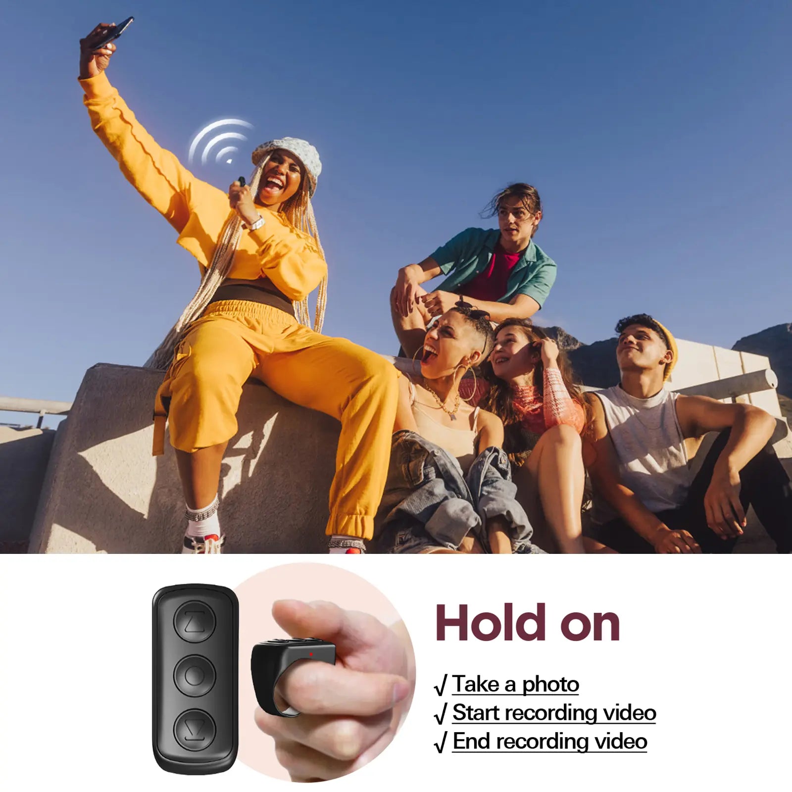 Starzoo Bluetooth Remote Control for TikTok and Video Recording, Page Turner for iPad and iPhone, Compatible with iOS and Android Devices